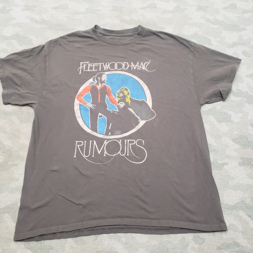 Fleetwood Mac Shirt Mens XL Gray Rumours Album Cover Rock Band Short Sleeve